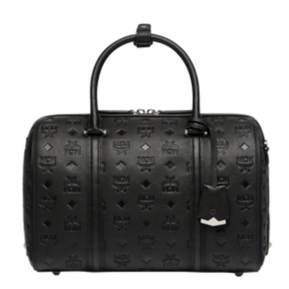 MCM Essential Boston Monogrammed Leather- Black